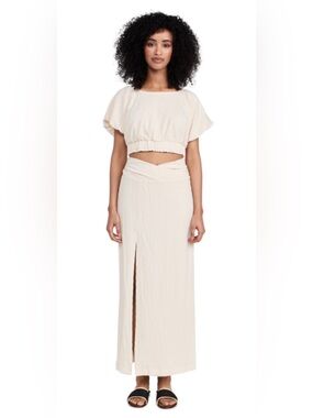 Free People Cream Two-Piece Textured Crop Top and Skirt Set
